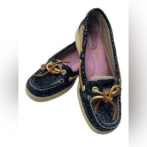 Sperry Textured Black and Tan Boat Shoes